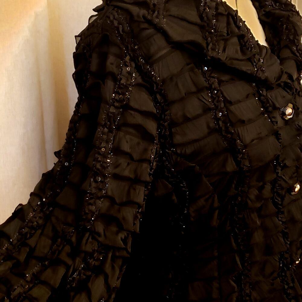 Come N See Black Ruffle Sequin Chiffon Jacket 2 PC Dress (Size 2X, NWT): - Picture 7 of 14